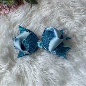 Blue Glitter Dolphin Girls Hair Bow